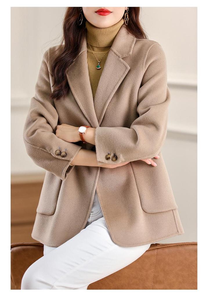 Women's Slim Fit Double-Sided Wool Coat with Lapel - 2025 New Style Fashion Outerwear