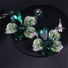 European & American Floral Necklace & Earring Set: Colorful Crystal Gemstone Jewelry for Evening Dresses & Bridal Banquets