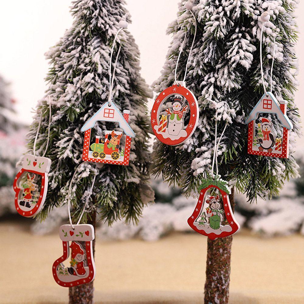 Pendant Kids Gifts Christmas Tree Decoration Xmas Hanging Snowman/Elk/Santa Claus Wooden Ornaments