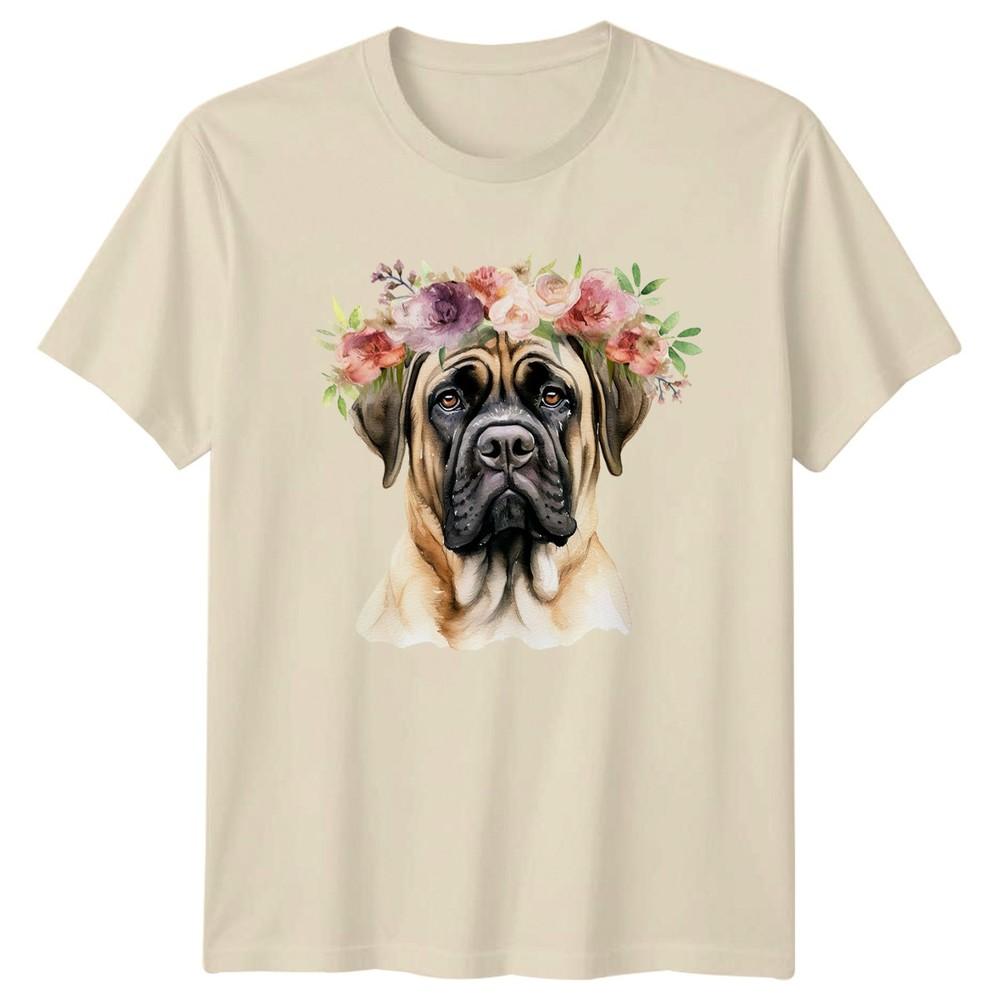 Watercolor Mastiff Dog With Flower Unisexs TShirt Mastiff Dog Pet Owner