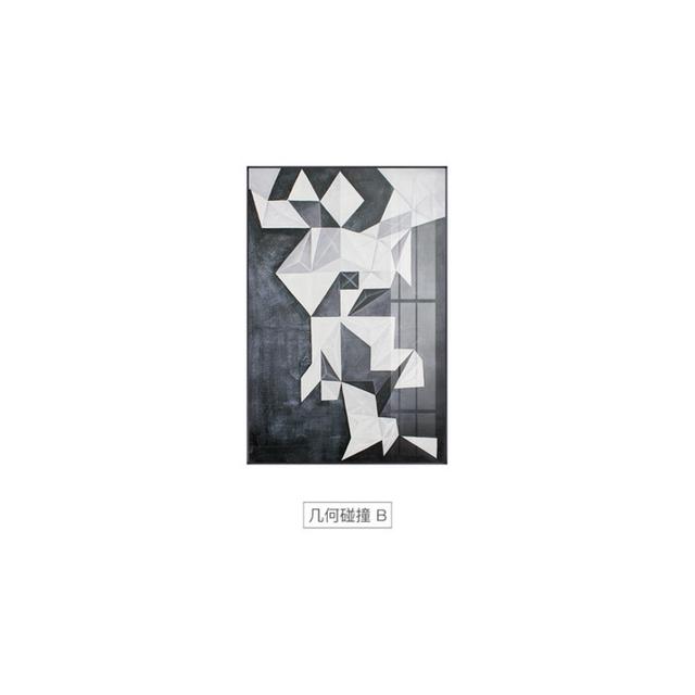 Abstract Geometric Collision Canvas Painting Posters and Print Simple Black and White Wall Art Pictures for Living Room Bedroom