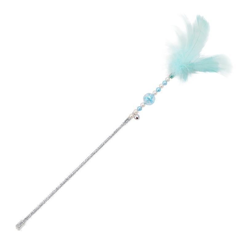 Pet Interactive Wand Toy Cat Tease Rod With Bell Colorful Feather Tease Cat Wand Cat Catcher Toy For Kitten