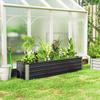Raised Steel Garden Bed, Planter, Flower Box, Flower Pot with Gloves, Gray, 183 x 47 x 40 cm
