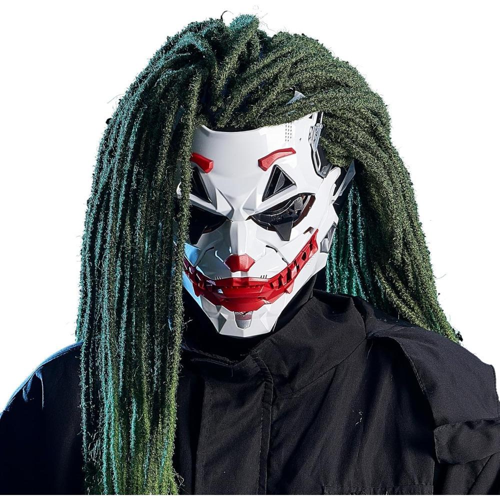 Futuristic Clown Mask, White and Red, Cosplay Costume Accessory