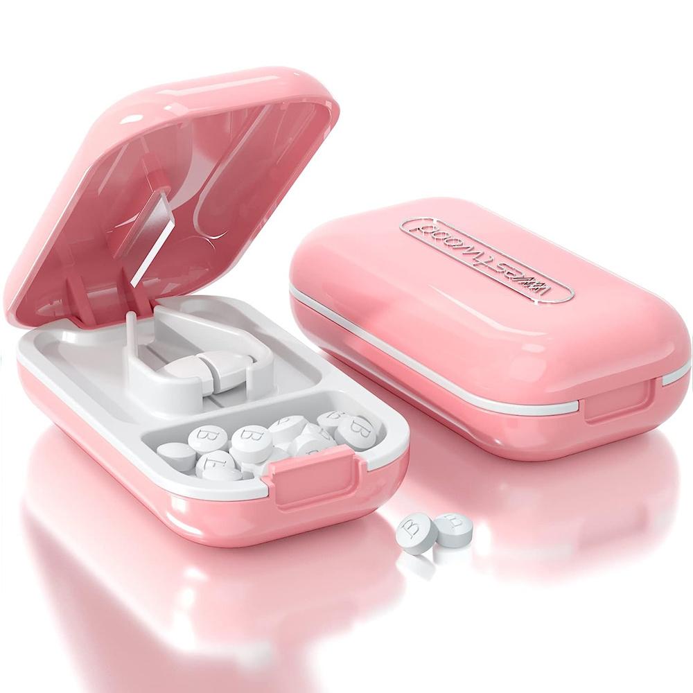 

Portable Pill Cutter and Crusher Split Pills with Ease Perfect for Vitamins and Tablets Compact and Convenient for On-the-Go Use розовый