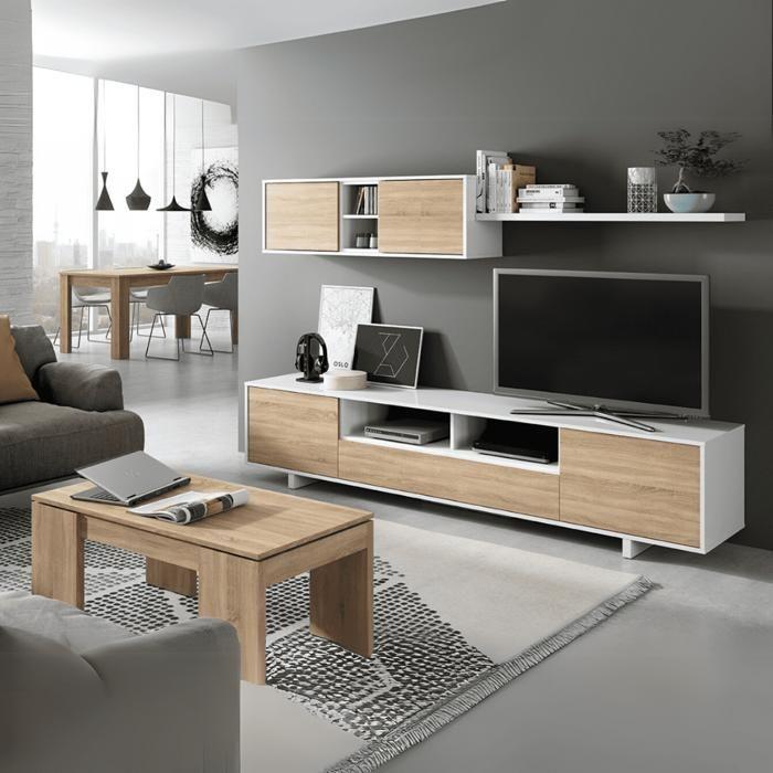 Table basse - Kendra - 100 x 50 x 43 cm - Panneau relevable - Chêne