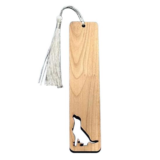 Pet Themed Bookmark Wooden Dog/Cat/Bone/Paw Carving Book Mark with Tassel Gift for Book Lovers Pet Owners