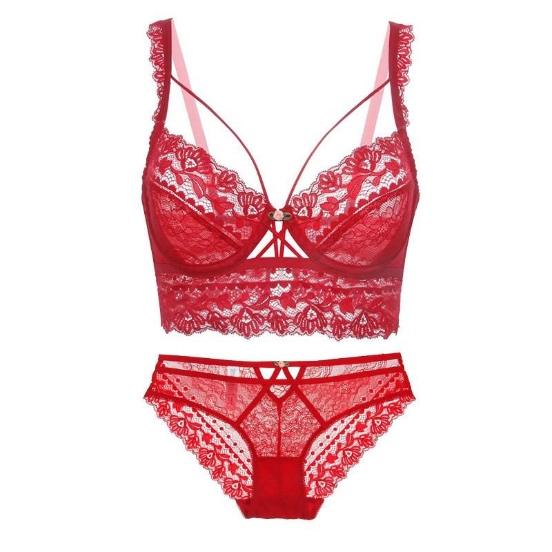 Eleganter Spitzen-Übergrößen-Push-up-BH-Set - Dünn, ohne Schwamm, Anti-Hänge-Effekt für einen schlanken Look