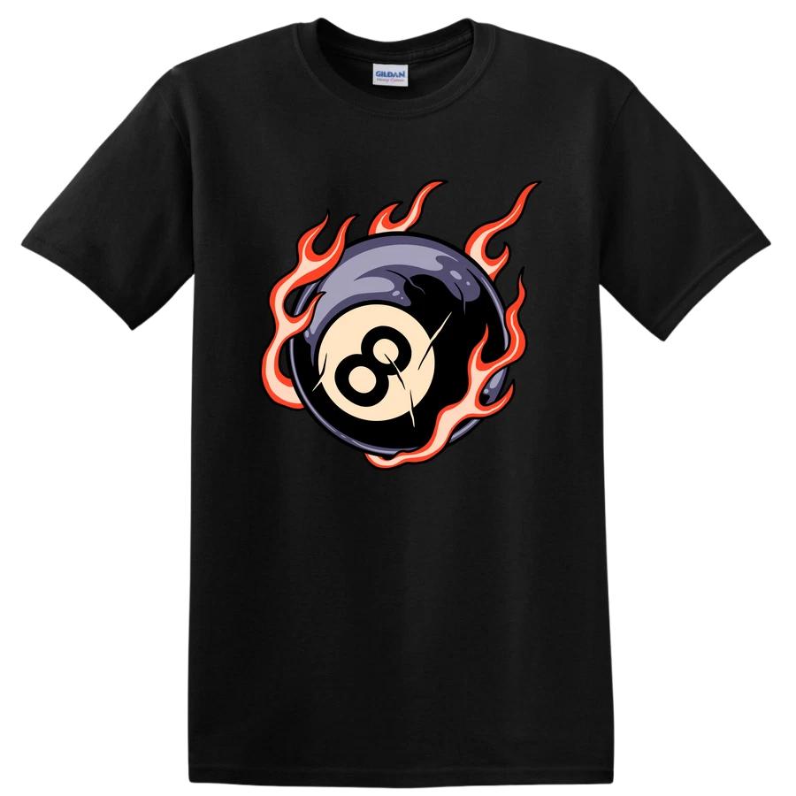 8 Ball Fire Graphic T Shirt | Cool Billiards Pool Game Tee for Players S