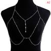 Cross Chest Breast Belly Body Chain Necklace For Women Girls Bra Wedding Sexy Ball Body Jewelry Prom Party Deco Accessories