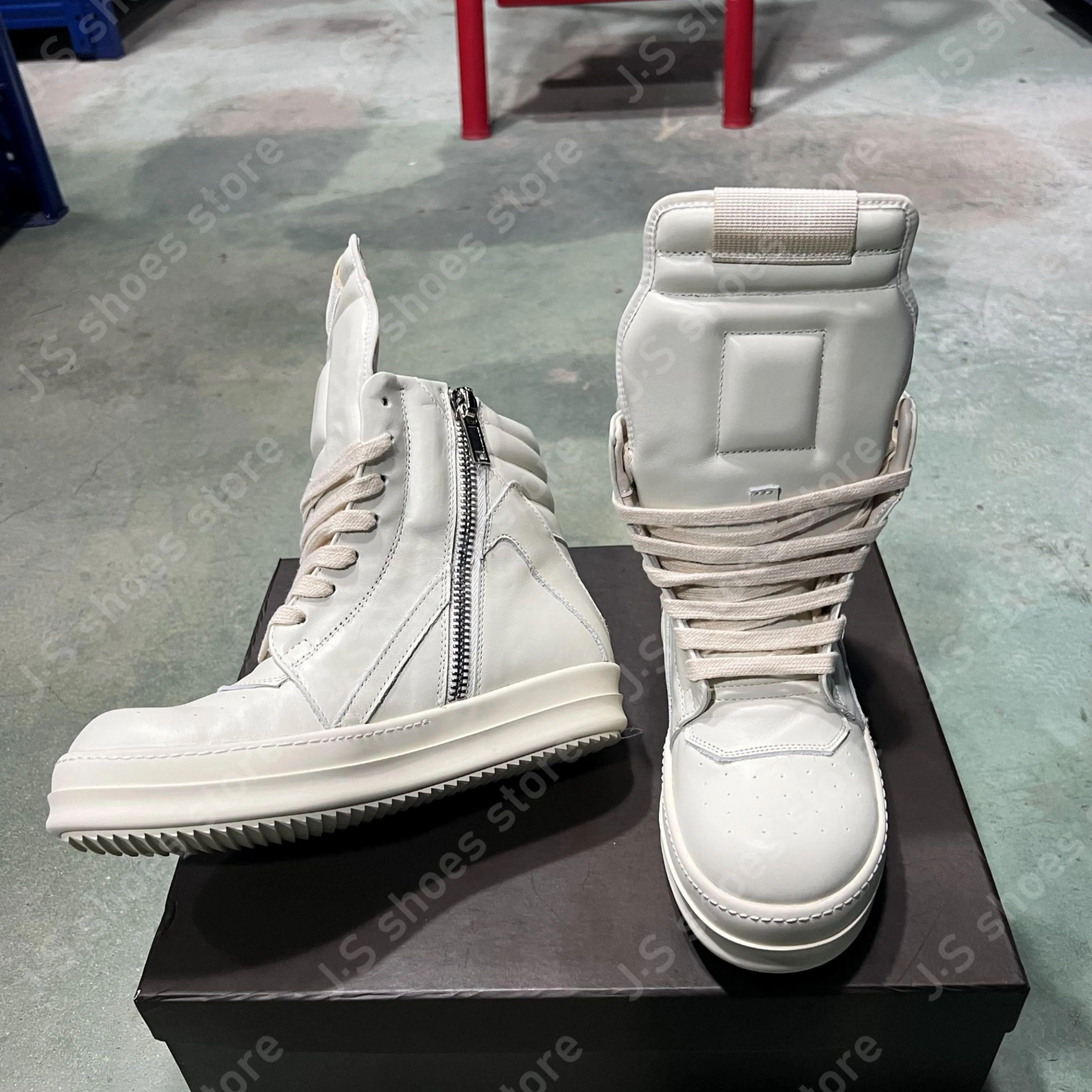 

Ro Classic Ivory White Leather Sneakers High Top Shoe Boots Men Sneaker Zipper Women Casual Shoes Lace Up Ankle Boot 48