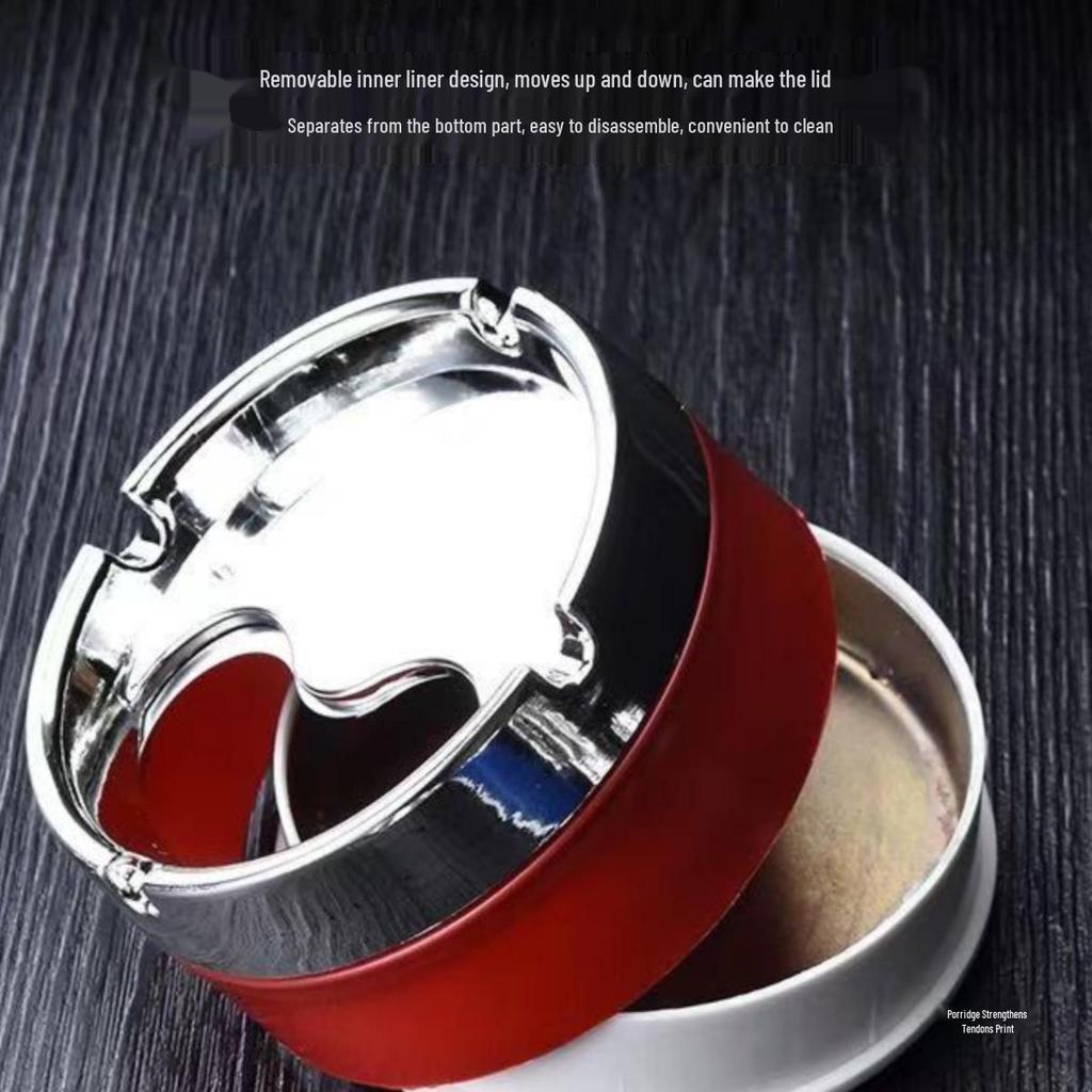 Creative Stainless Steel Ashtray with Lid - Anti-Fly, Ideal for Office, Bathroom, or Living Room