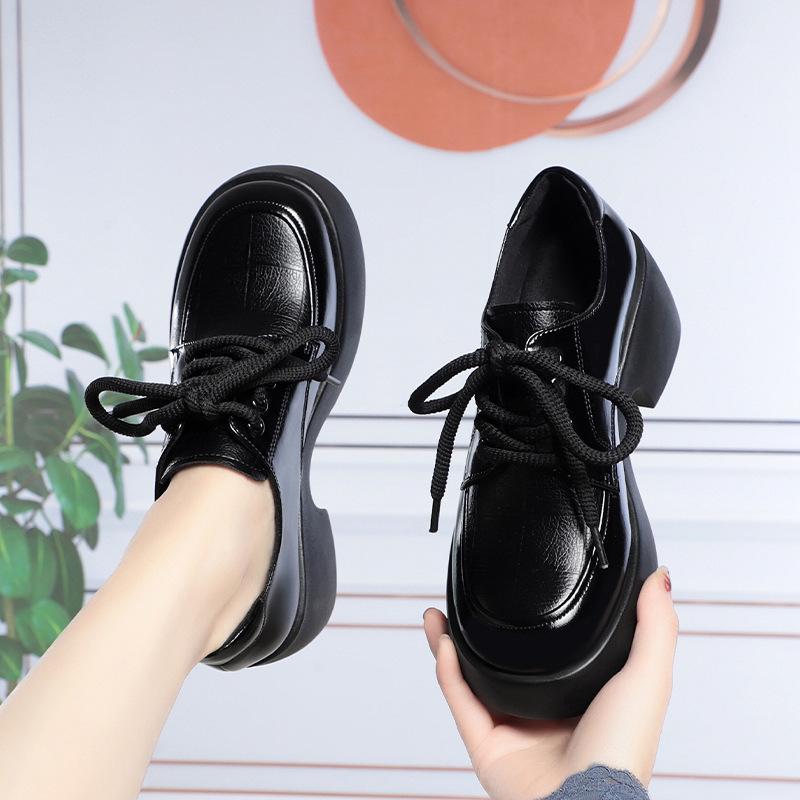 fashion Soft Leather Uniform Shoes Female British Girl Japanese Wild Black Retro Mary Jane Shoes Lolita Platform Shoes Low Anti-slip