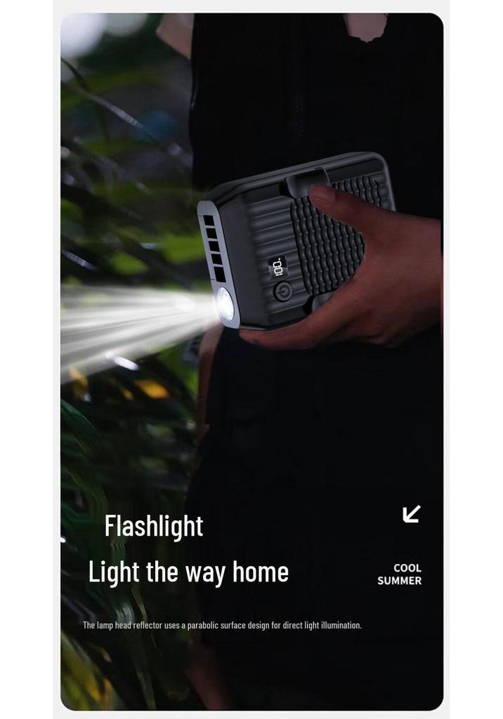 Y1L Waist & Handheld USB Portable Fan: Strong Wind Cooling for Outdoor, Food Delivery, Construction