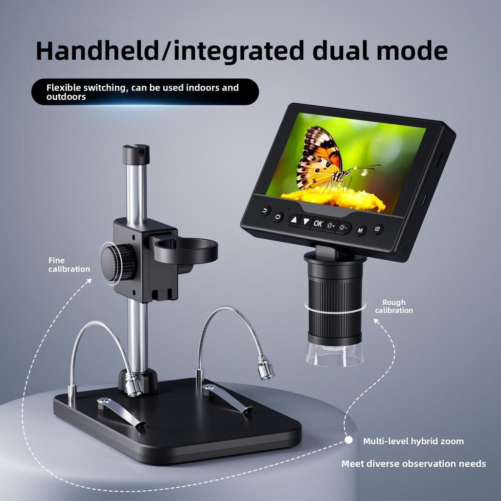 Digital Microscope 1000X 5 Inch IPS Screen 1080P HD Handheld USB Electronic Microscope 8 LED Light Inspection Tool PC Connection
