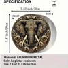 Vintage Golden Elephant Round Aluminum Wall Art Floral Geometric Decor