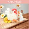 Stunning White Rooster And Girl Resin Figurine For Rustic Charm In Decor Home