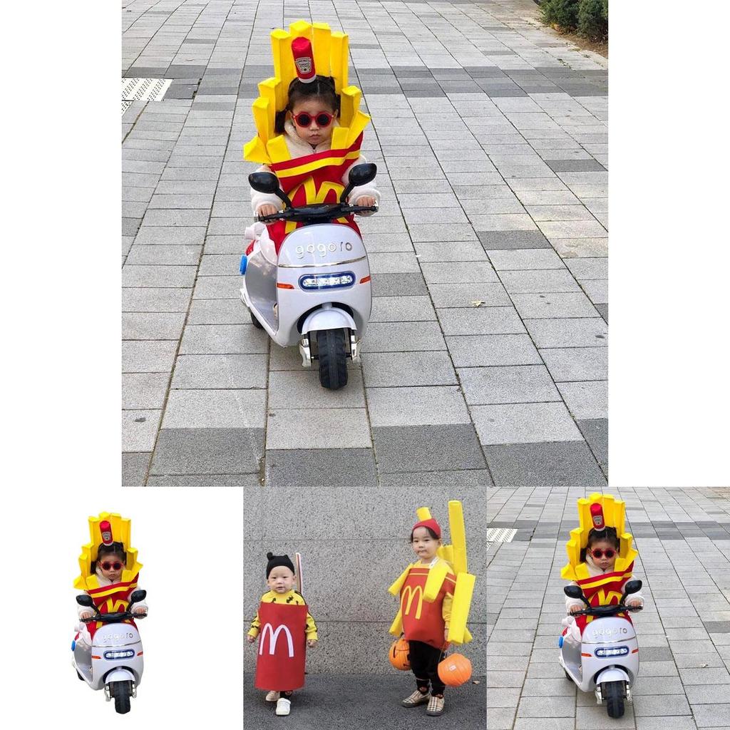 Korean Ins Halloween Children's Costume For Kindergarten Party Show Outfit Boys And Girls French Fries Clothes Inflatable Column)