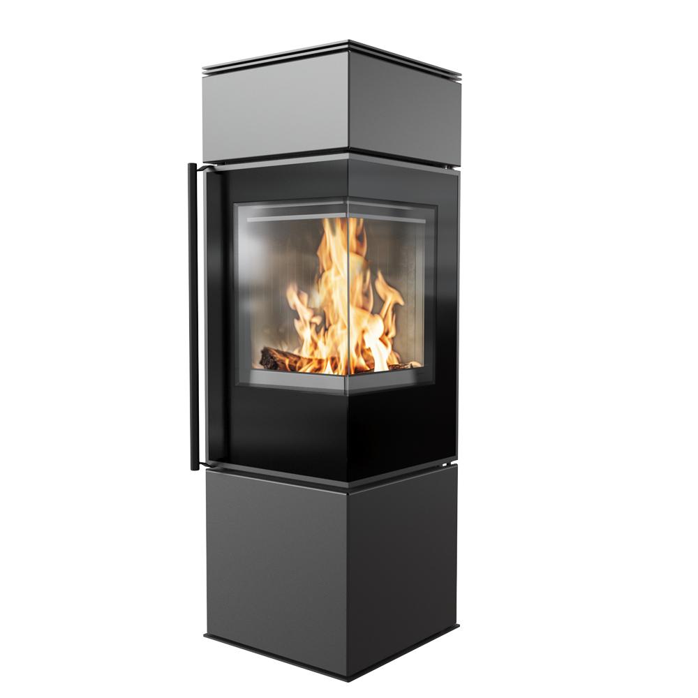 Freestanding Stove KRATKI REN S Right 7kW Ø150 BLACK Mounting Accessories