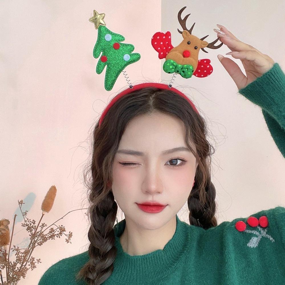 Christmas Hat Christmas Headband 3D Spring Xmas Hair Accessories Cartoon Santa Claus Hairband