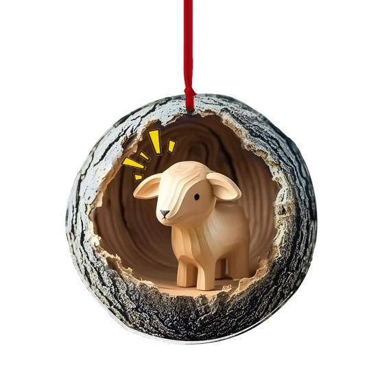 

Yousheng Christmas Ornament Tree Hole Owl Polar Bear Cat Design Acrylic Pendant 2D Plastic Hanging Decoration Festive Party Decoration F