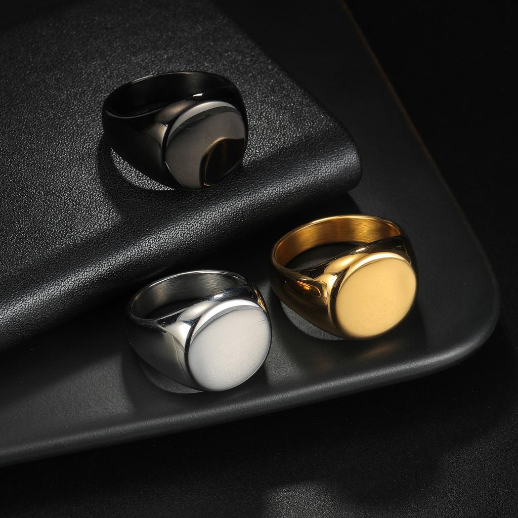 Fashion Men Smooth Stainless Steel Rings Glossy Signet Round Finge Rings Hiphop Punk Male Wedding Party  Wholesale