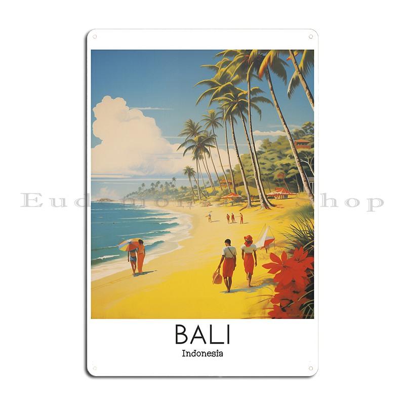 

A Vintage Travel Illustration Of Bali Indonesia Metal Plaque Plaques Customize Painting Kitchen Wall Decor Tin Sign Poster 20x30cm