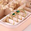 4pcs Female Green Zircon Stone Ring Set Trendy Yellow Gold Color Engagement Cute Bride Wedding Jewelry Gift For Women