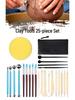 25-Piece Pottery Clay Tools Set with Waterproof Zipper Bag & Birch Wood Carving Knife