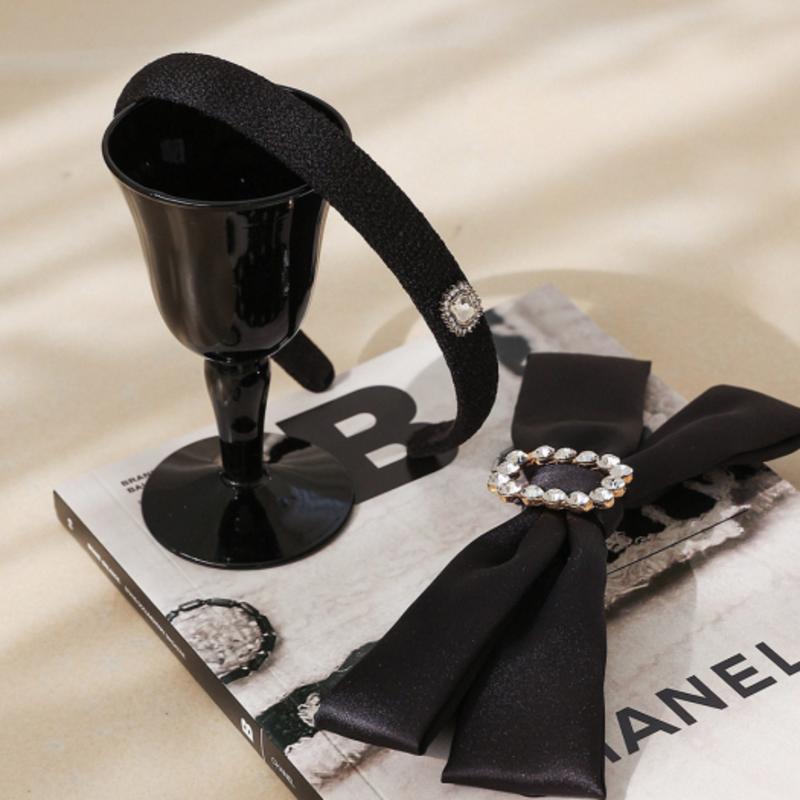 

J.Lauren Big Black Cubic Ribbon Auto Hair Pin H0949 single type