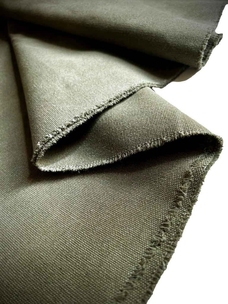 Washed Water Solid Canvas Handmade Canvas, Washable, Colorfast, Thick, Fabric, Cotton, Crafts, (Military, 5m)