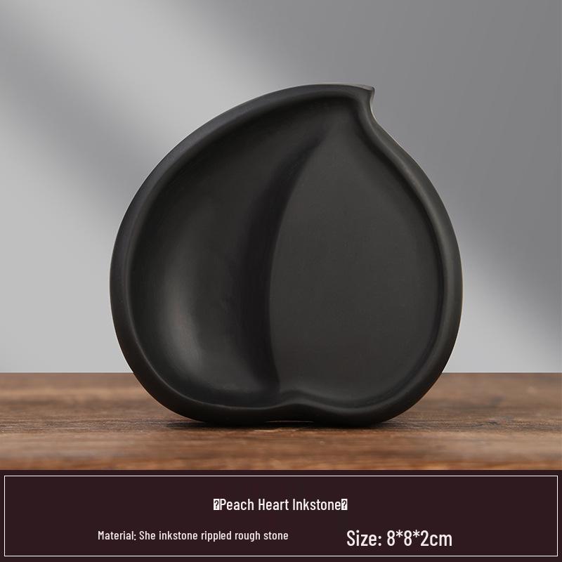 Peach Heart Inkstone - Anti-Drying Calligraphy & Chinese Painting Practice Tool