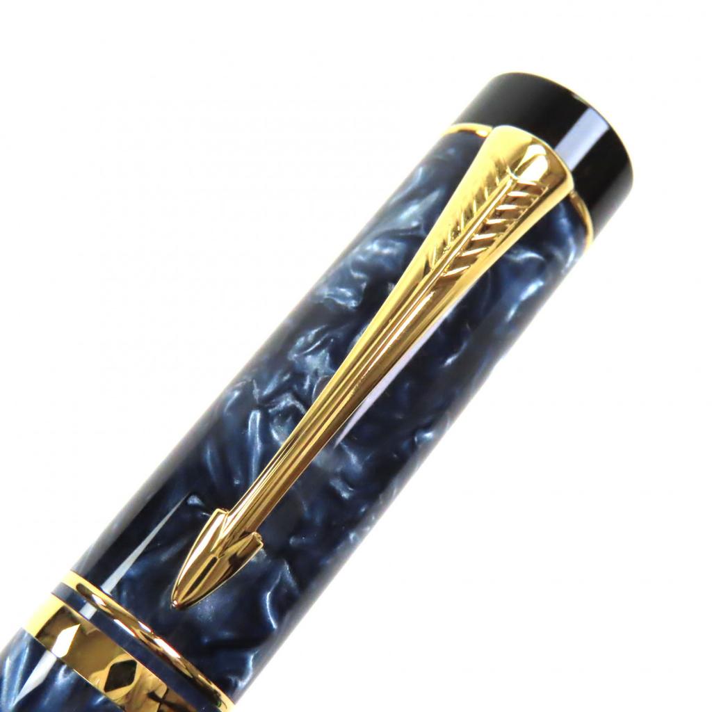 Excellent PARKER Fountain Pen Duofold Centennial Rare Marble Blue 18K Mens Used