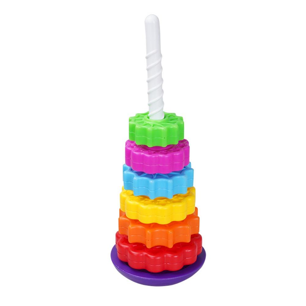 Stackable Rainbow Spinning Stacking Toys Early Education Baby Rotating Stacking Toys  Kids Toddler