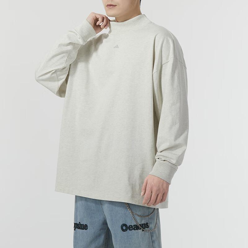 Adidas Alphabet Logo Print Sports Running Fitness Training Casual Long Sleeve T-Shirt Unisex Tops Grey IX1971