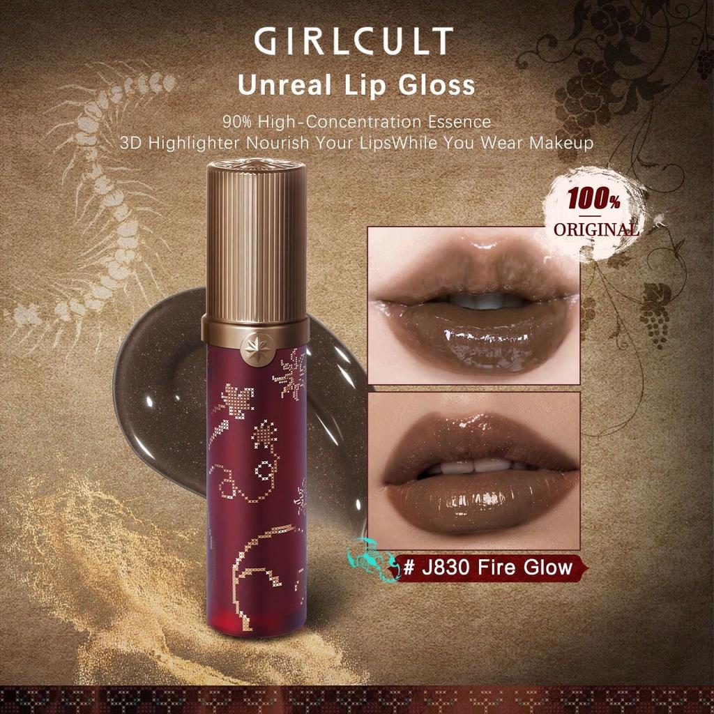 Girlcult Unreal Lip Gloss J827-J830, Mirror Shine Finish, Non-Sticky Texture, Plump Lips