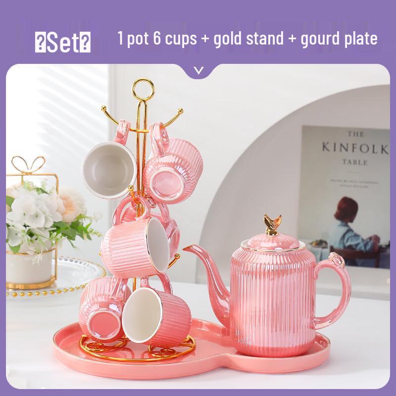 

OLOEY Pink Ceramic Coffee Set with Stand