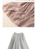 2024 Women's Summer Hanfu Mid-Length Skirt - Retro Cotton/Linen, Hip-Covering, High-End Solid Color Design