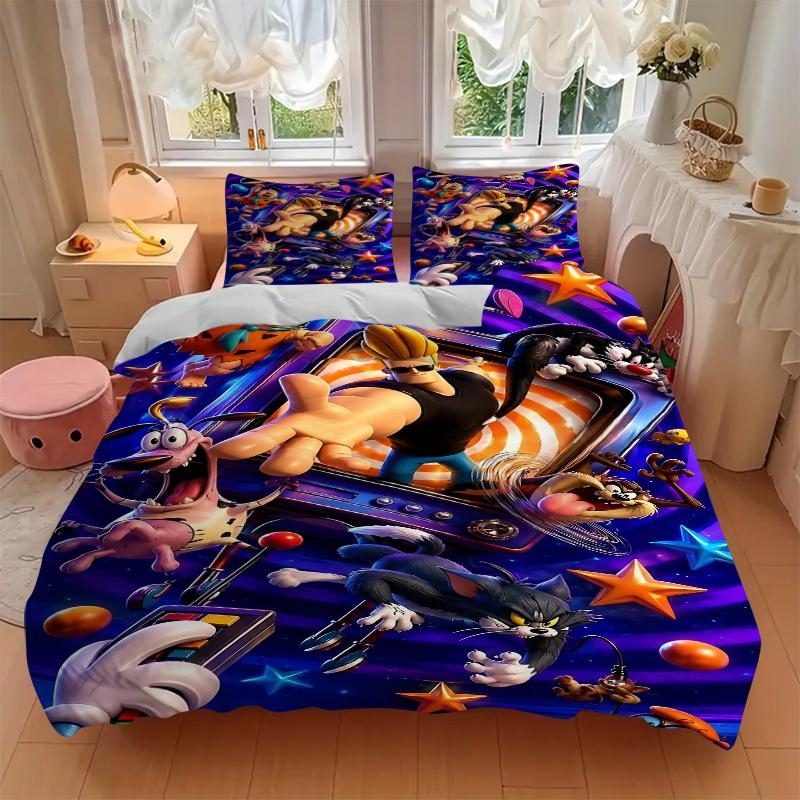 3Pcs Cartoon Characters Chaos Bedding Set Quilt Cover Pillowcase Home Christmas Halloween Gift 1 Duvet Cover 2 Pillowcase S19