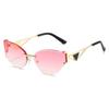 Ins 2025 New Fashion Rimless Curved Cat Eye Sunglasses Women Men Alloy Legs Hollow Triangle Sun Glasses Ladies Versatile UV400