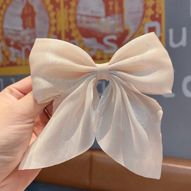 Celebrity Pearl Satin Bow Hair Clip - Black/Red Duckbill Headwear