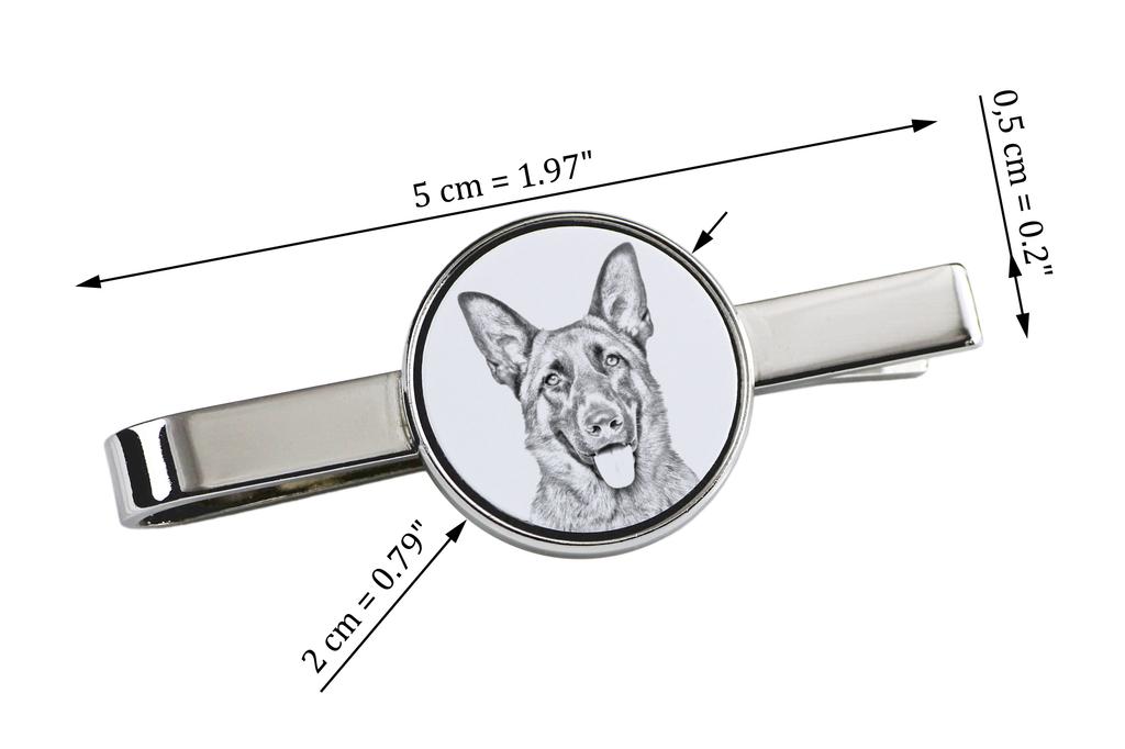 German Shepherd Dog, Alsatian Wolf Dog - tie clip with a dog, personalized tie clip, a unique gift for a man from the Art-Dog brand
