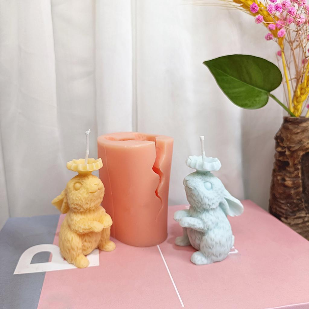 Bunny Candle Molds Rabbit Candle Mold for DIY Candle Soap Home Decor Birthday Gift Non Stick Easy To Demold