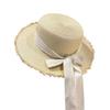 Summer Straw Hat, Lafite Grass Edge, Patchwork Hat, Women's Sun Hat, Artistic Bow, Flat Top Hat