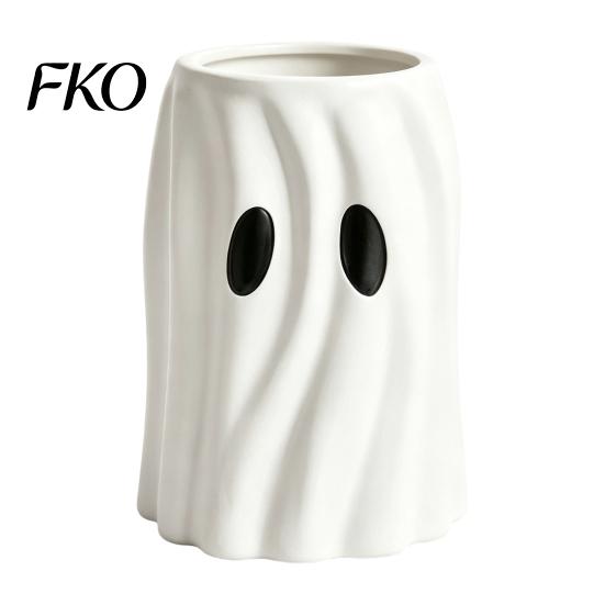 Whimsical Home Ornament Ghost Planter, Halloween Shaped Bucket, Cute Desktop Candy Small Resin Plant Pot Bowl for Office Shelf, Indoor Party