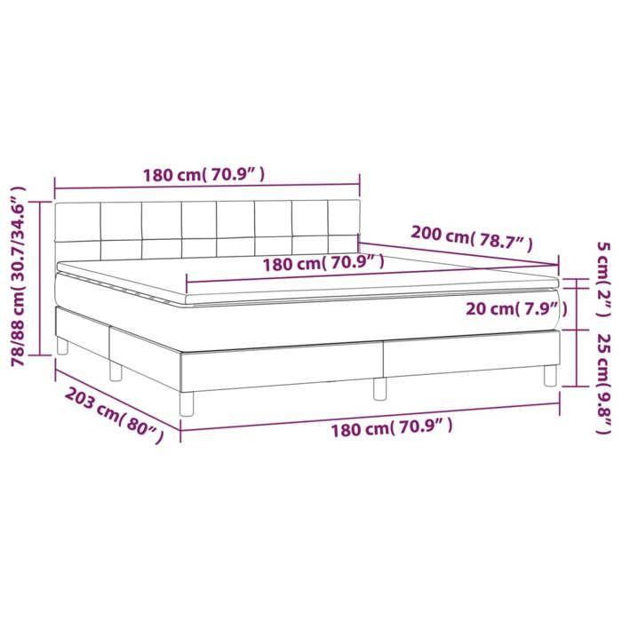 VidaXL Sommier à Lattes de Lit avec Matelas et LED, Lit Rembourré, Lit Double, Lit Adulte de Chambre à Coucher Intérieur, 3134420