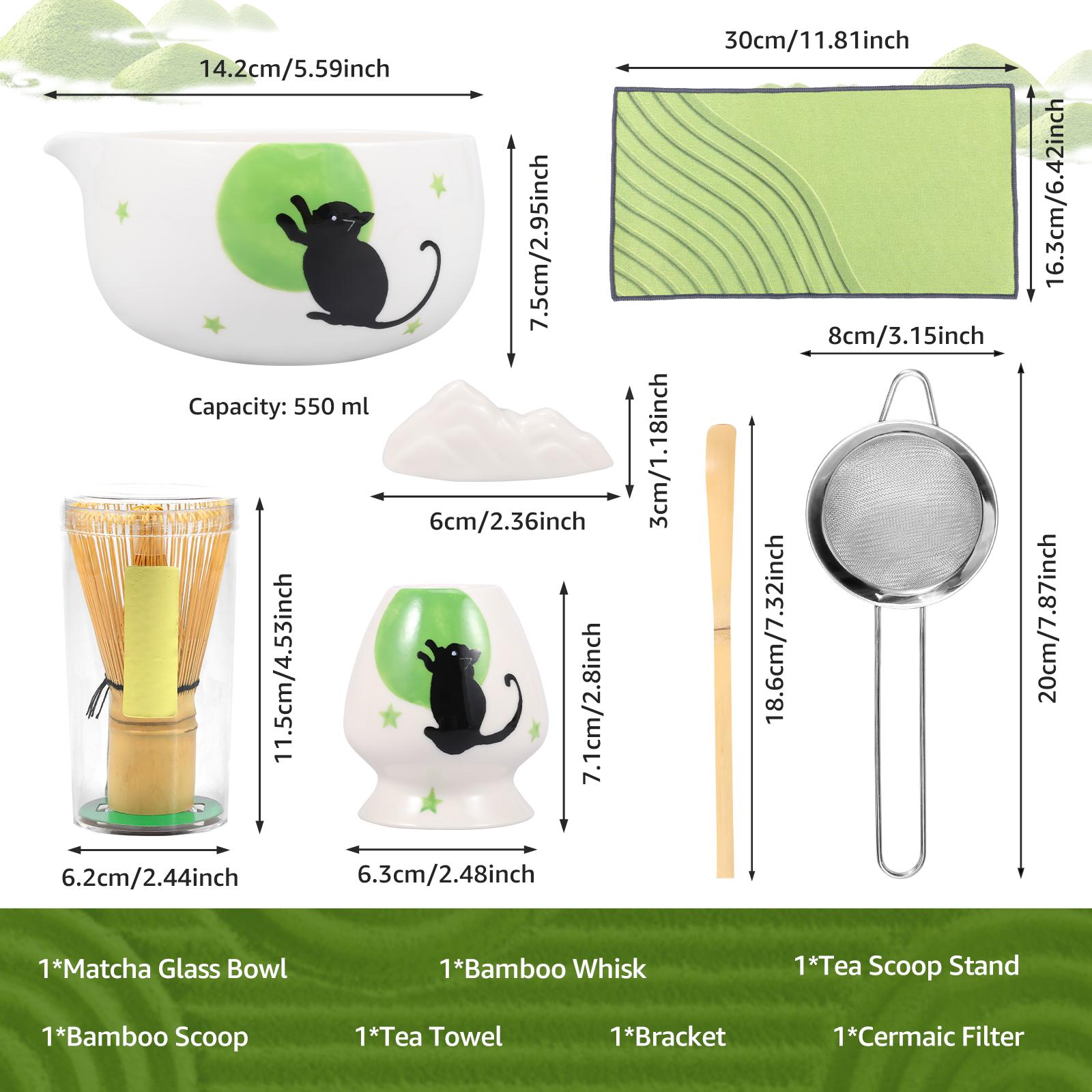 

Japanese style matcha bowl, matcha tools tea whisk set smooth glazed interior beautiful design suitable for making cream matcha