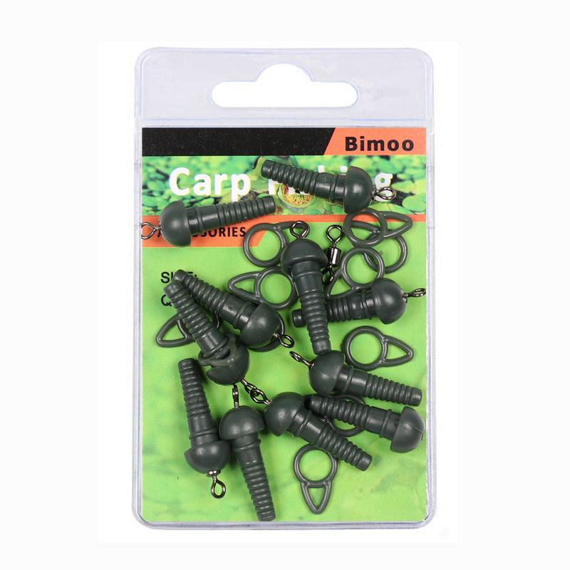 Bimoo 10KS Zelený pulec Multibead s otočnou smyčkou a záchytnou smyčkou Kaprové rybářské vlásky Příslušenství Terminál