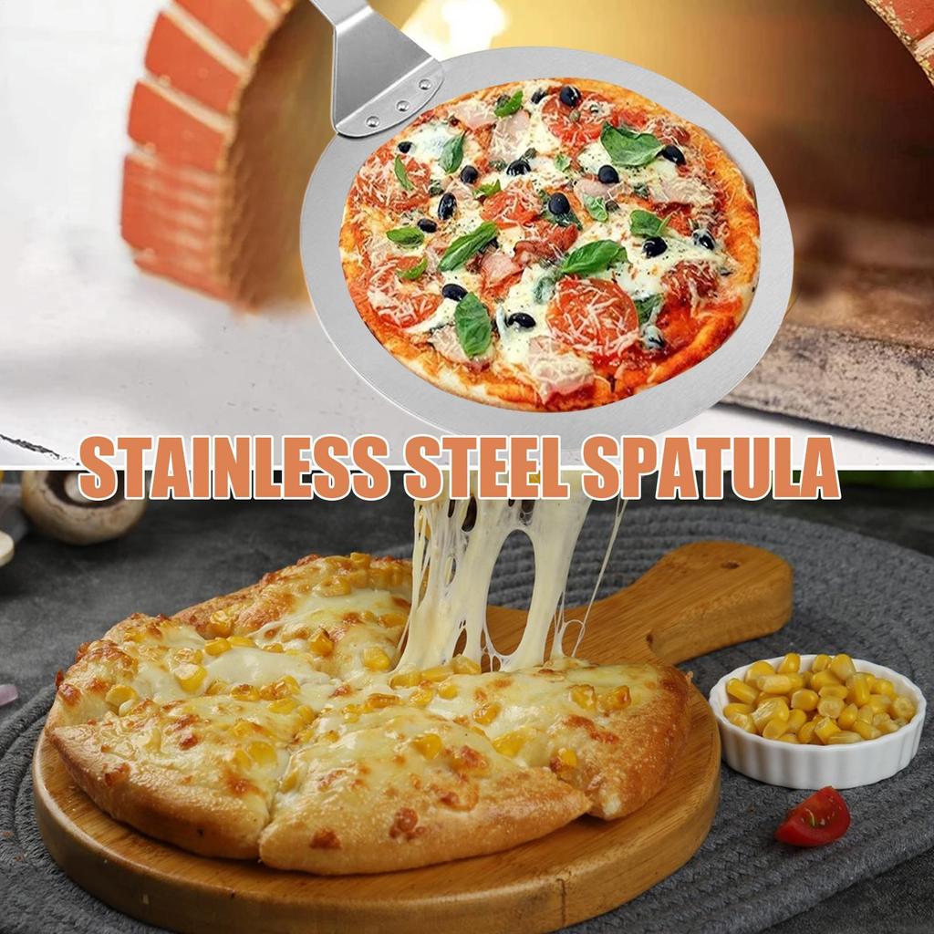 10/12inch Stainless Steel Pizza Peel Pastry Tools Round Anti-scalding Pan Bakeware Maker for Kitchen Restaurant Cooking Serving