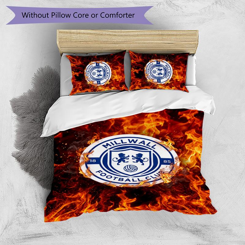 Millwall Football Printed 3 Pieces Bedding Set, Comfortable Skin Friendly Bedroom Duvet Cover Set